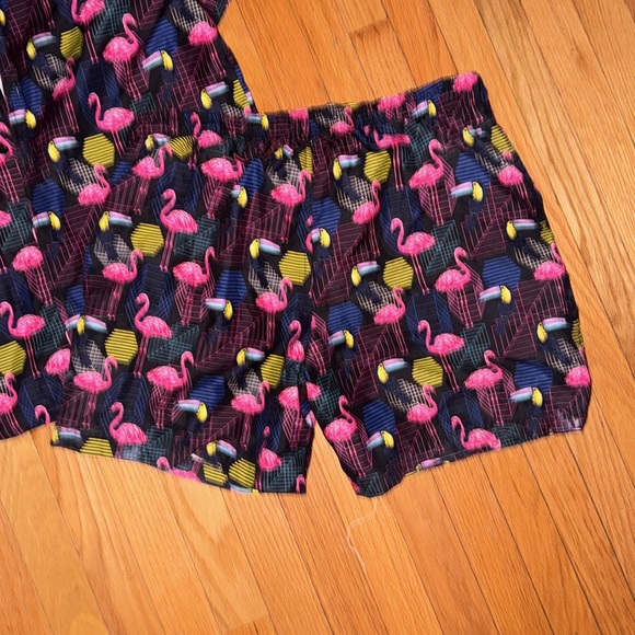 Broken Threads Matching❗️ Button Down Shirt & Swim Trunks Flamingo - Picture 4 of 5